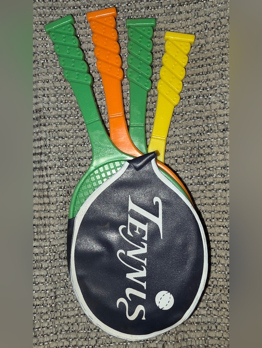 Set of Colorful 4 Plastic Paddle Ball Game Coasters with Cover